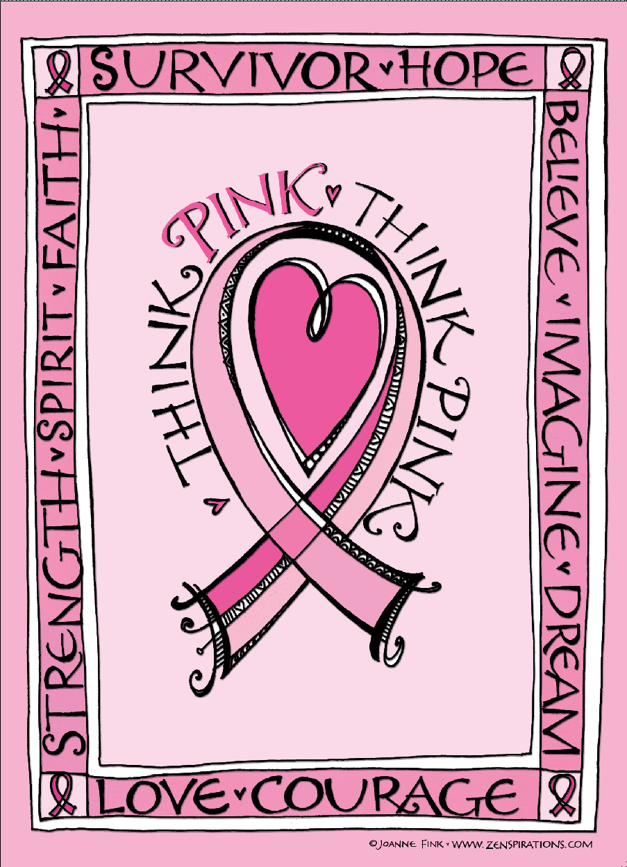 Breast Cancer Awareness Pink Ribbon Survivor Fighter Faith  Art