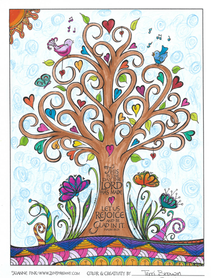 Joanne Fink's Create, Color, Pattern, Play Scripture Tree design.