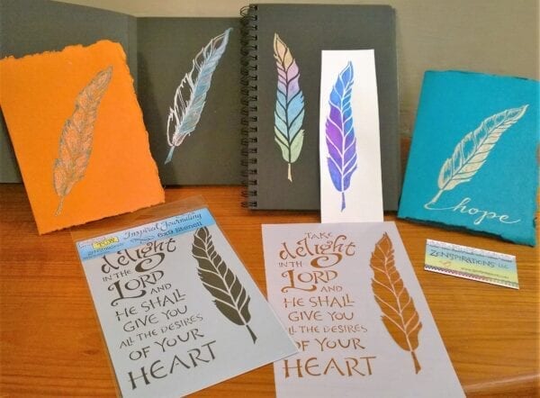 The Crafter's Workshop Zenspirations Inspired Bible Journaling Set of (4) -  6 x 9 Stencils - Includes 1 Each Faith Hope Love, Believe, Take Delight